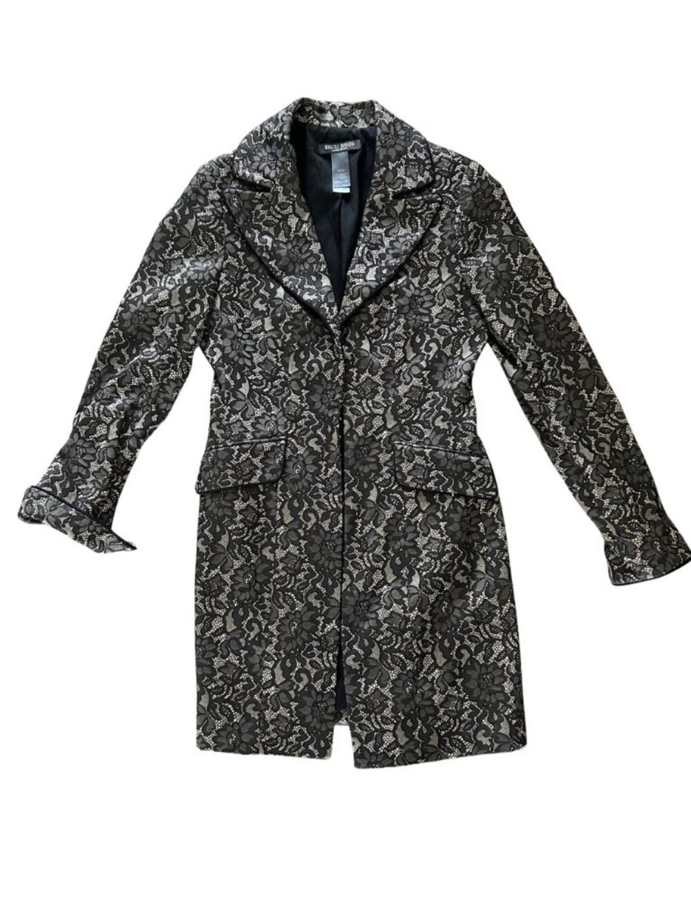 Bisou Bisou Black Lace Lined Blazer Jacket Size S